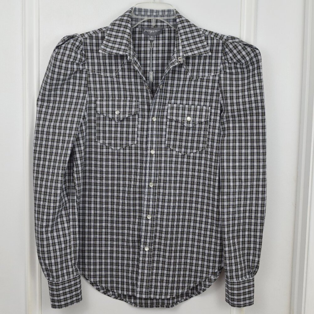 Greyson Western Shirt Women Small Pearl Snap Buttons Check Plaid Praire Cowgirl